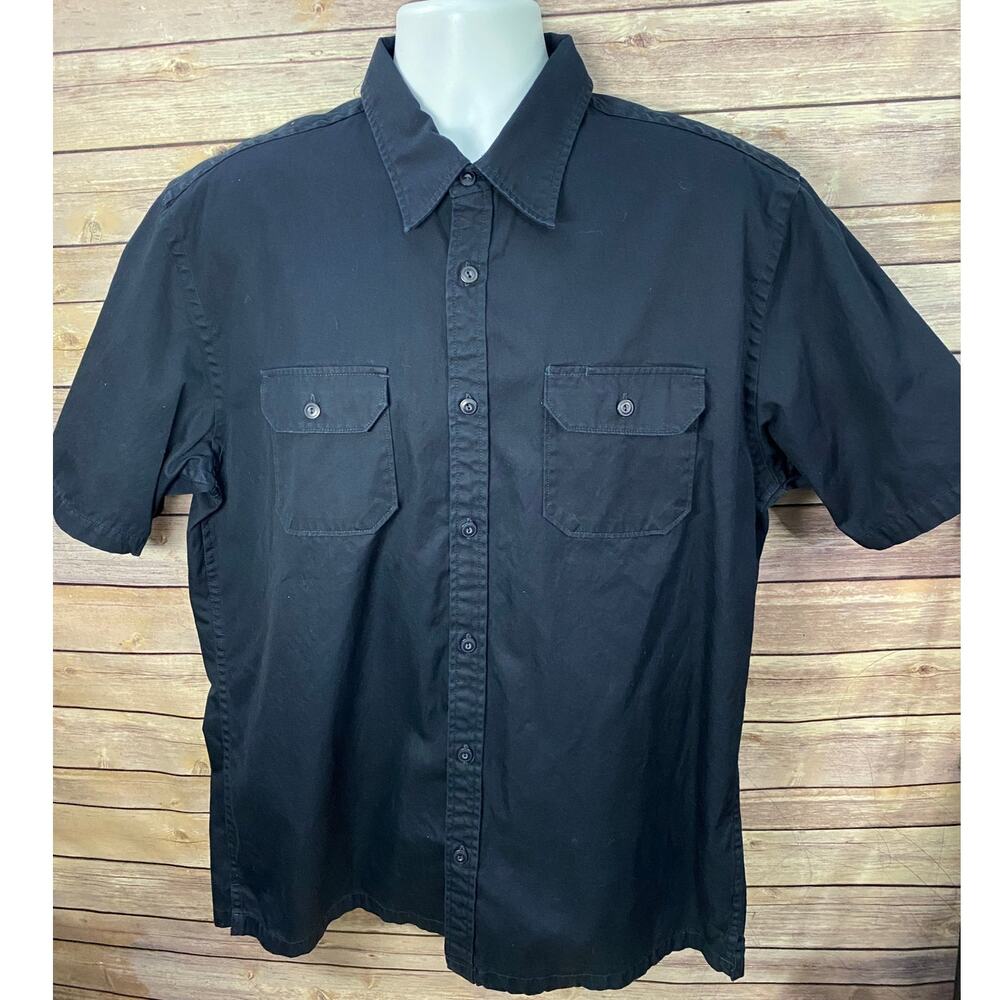 Gap Shirt Men Large Blue Button Up Collared Short Sleeve Pockets Regular